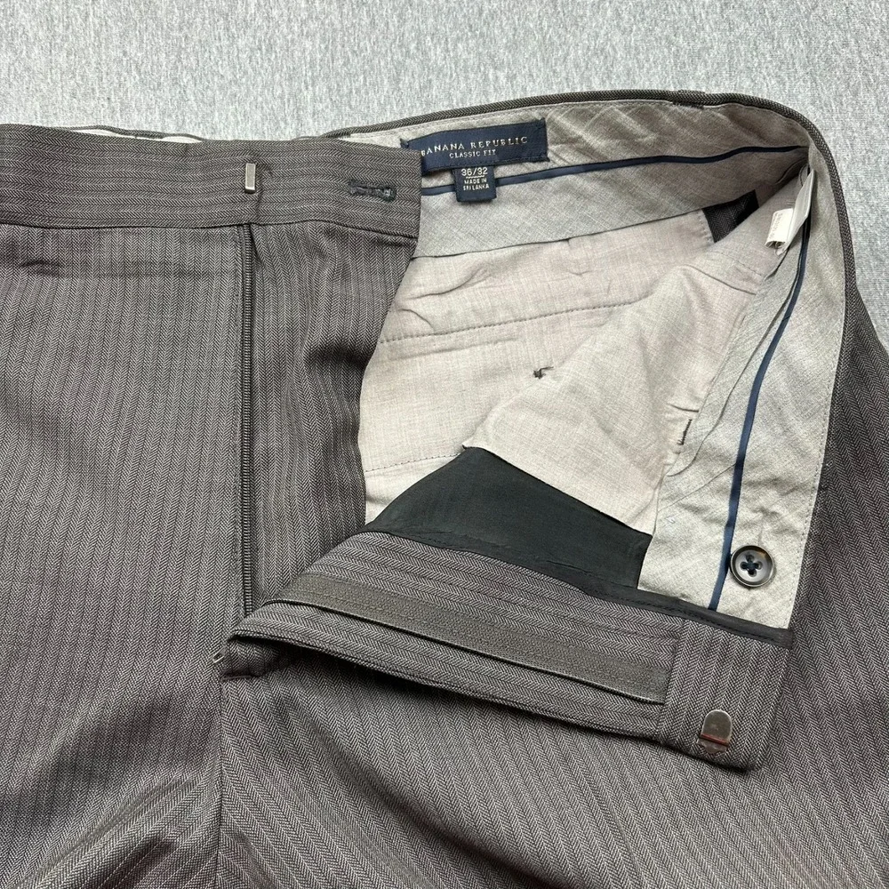 Banana Republic Classic Fit Wool Herringbone Dress Pants Mens‎ 36x32 Brown